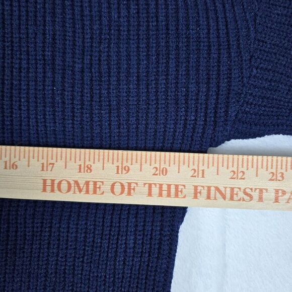 Cold Shoulder Sweater Women Small Blue Off the Shoulder Pullover Oversized Top - Picture 6 of 8